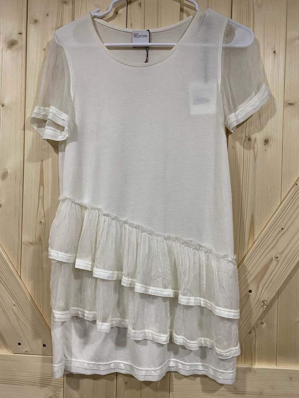 NWT RED Valentino Tulle Ruffle Detail Short Sleeve T-Shirt size medium